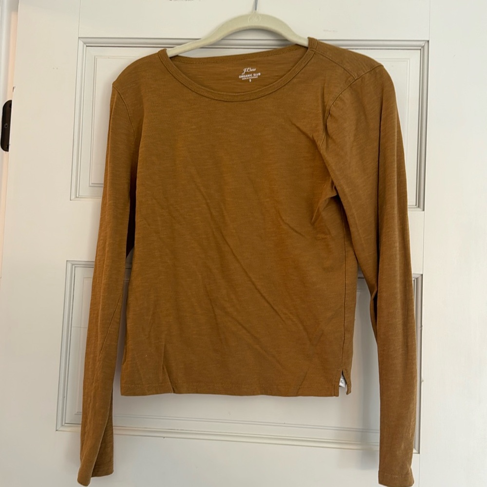 J. Crew gold, organic cotton, long sleeve tee